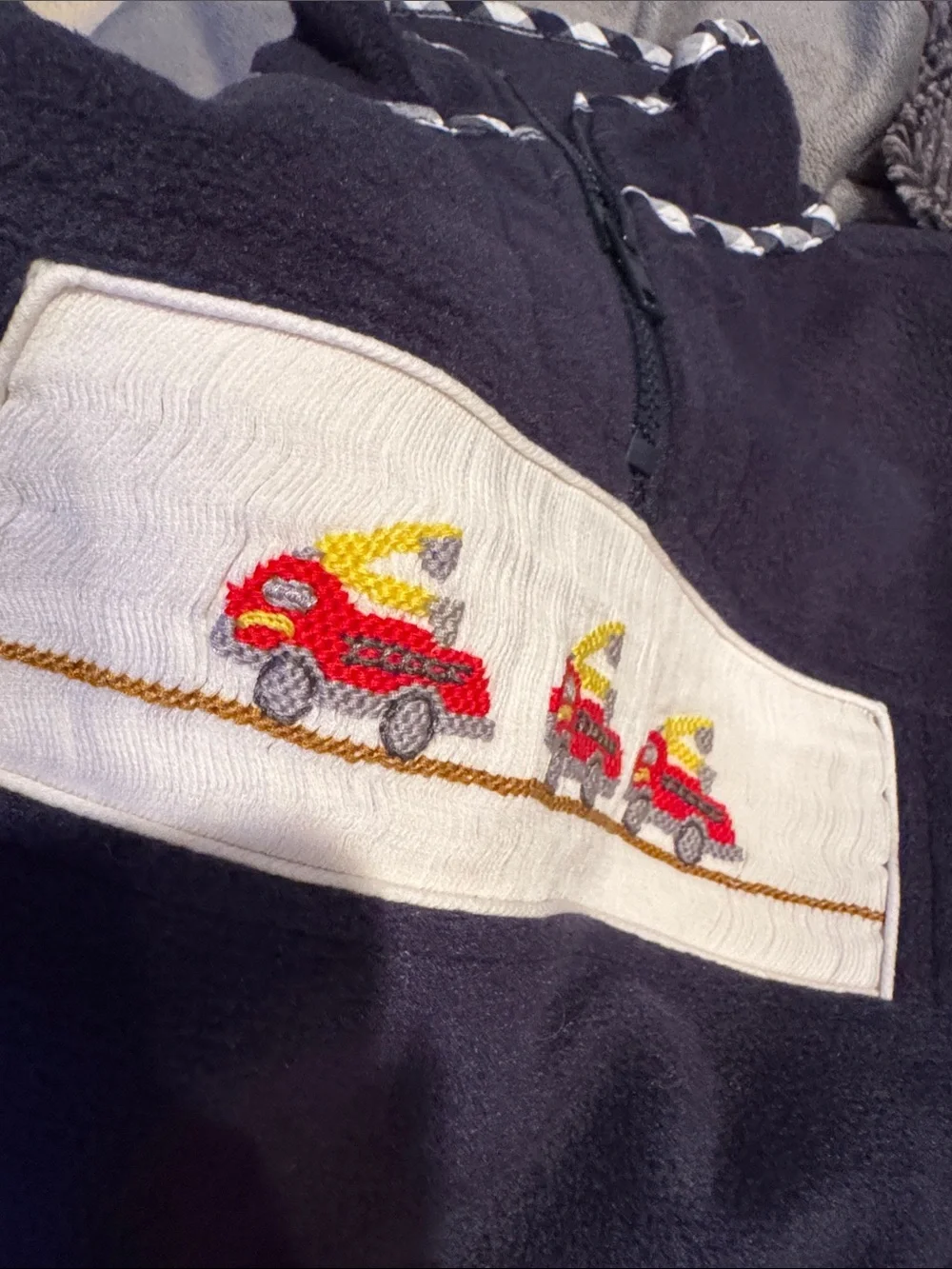Kids Navy Pullover Sweater with Red Car Embroidery